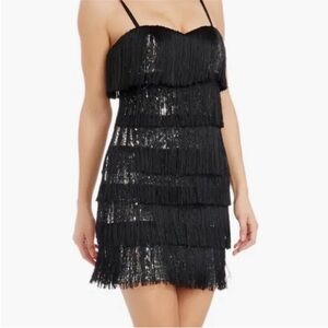 Anthropologie New Years Eve Black Fringe Dress